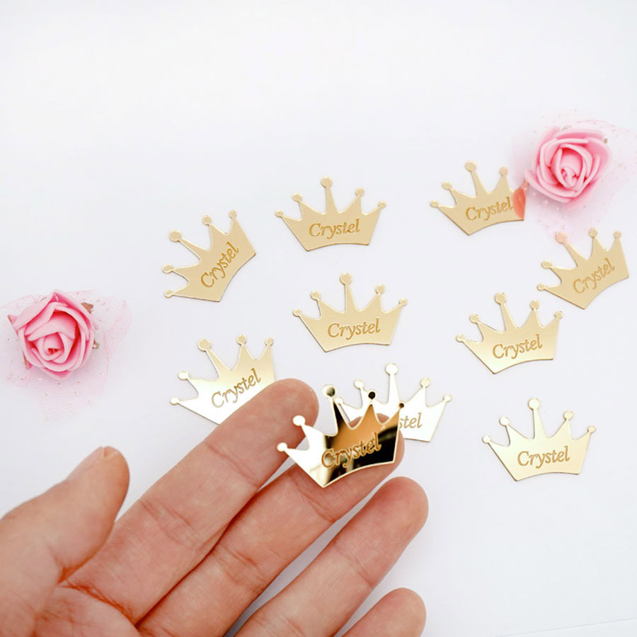 Graded Card Display - 50pcs Personalized Mirror Crown Wedding Tags
